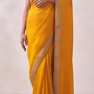 Mustard Yellow Patterned Saree