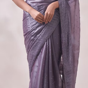 Lilac Stone Embellished Saree