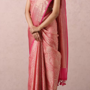 Pink Zari Weaved Saree