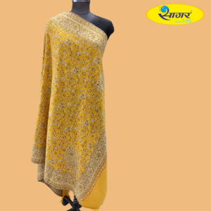 Yellow Woolen Warm Shawl Printed Design Winter