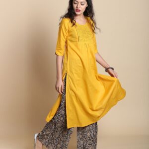 Light Printed Yellow Kurti