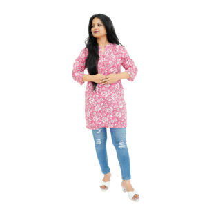 Flower print pink tunic